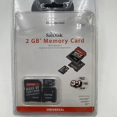 Sandisk 2GB Memory 3 In 1 MicroSD Card With Adapters Verizon Wireless NOS New • $17.91
