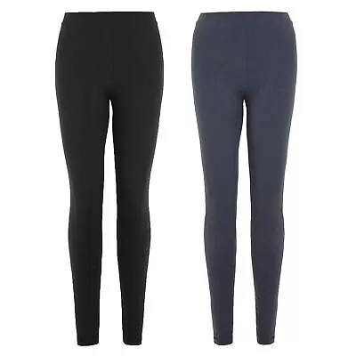 Ex M&S Womens Cotton Leggings Navy Black In All Lengths • £9.75