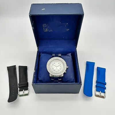 Unworn Men's FREEZE Diamond Covered Chronograph Watch W/ Bands & Box 48mm F6088 • $449.99