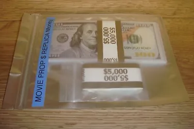 50 X $100 Notes 5K Stack FILM MOVIE PROP REPLI CA Copy Play Money + BONUS   X7 • $11