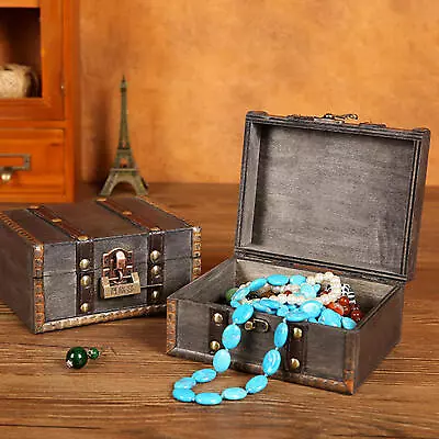 Wooden Storage Boxes With Lock And Keys Vintage Wood Decorative Box  • $16.18