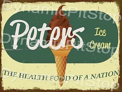 Peters Ice Cream Rustic Tin Metal Sign Vintage Diner Australian Made • $39.95