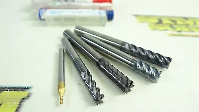5 New! Assorted Solid Carbide End Mills 3/64  3/16  6mm & 1/4  Sgs Garr Accupro • $10.50
