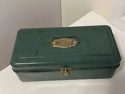 VINTAGE Union Steel Green Utility Chest Heavy Metal Tool Box #2011 13.5 X6.5 X4  • $29.99