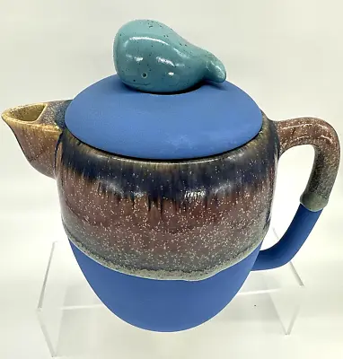 Unusual Whale Ceramic Drip Glaze Teapot Blue Purple 5.5 Cups EUC • $17.99