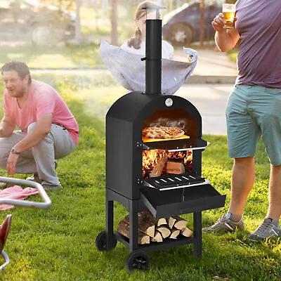 Outdoor Pizza Oven Wood Fire Pizza Maker Grill With Pizza Stone • $134.99