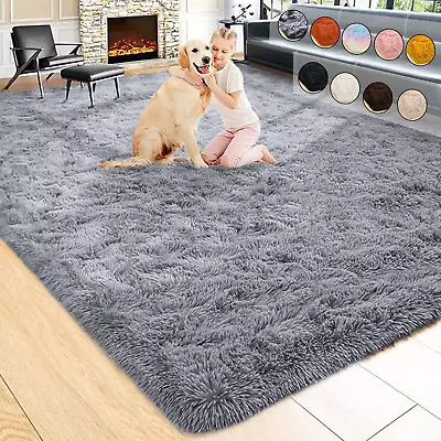 Large Shaggy Rugs Anti Slip Soft Fluffy Rug Living Room Bedroom Thick Carpet Mat • £8.09
