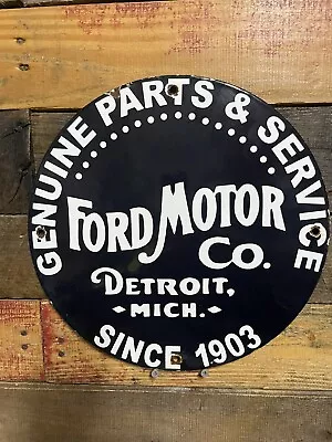 Vintage Ford Motor Company Porcelain Sign Genuine Parts & Service Automobile • $195.59