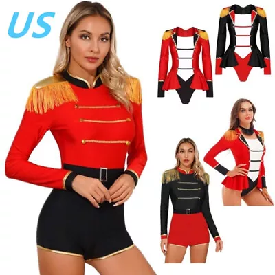 US Womens Circus Ringmaster Cosplay Jumpsuit Halloween Fancy Dress Costumes • $22.88