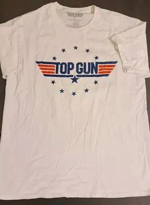 Top Gun T-Shirt Men's Large L Short Sleeve Crew Neck Graphic White • $9.99