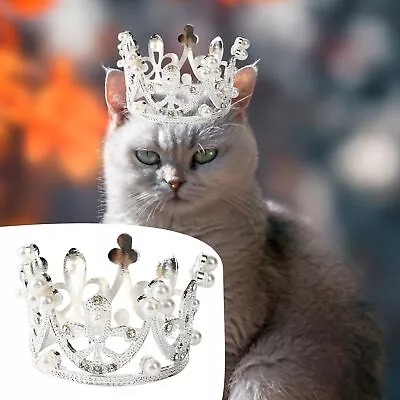 Dog Tiara Crown Shiny Diy Rhinestone Mini Full Round Dog/cat Crown Plastic • $9.41