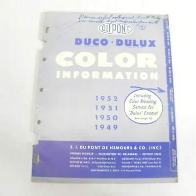 Vintage Dupont Duco Dulux Color Informatuib 1949-1952 Reference Charts Paint  • $19.98