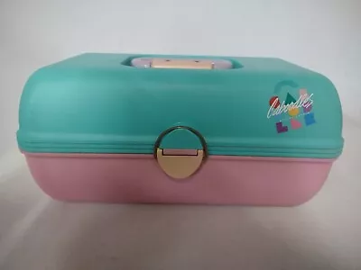 VTG Caboodles 2620 Travel Make Up Case Jewelry Teal Pink Peach 80s/90s CLEAN • $21.99