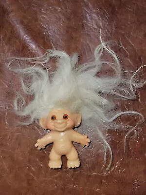 Vintage Dam 1960s Troll Doll White Hair 3” Glass Eyes • $35