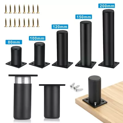 4pcs Adjustable Furniture Legs 80mm-200mm Black Metal Sofa Legs With 16pcs Screw • £3.99