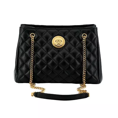 Versace La Medusa Nappa Quilted Black Leather Large Tote Bag • $3286.50