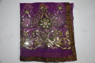 Exotic Indian Wedding Scarf Salma Net Dupatta Beaded Embroidery Veil Stole L  • $0.99