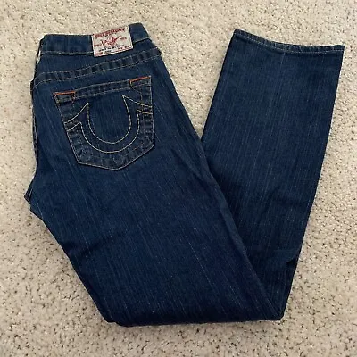 True Religion Jeans Womens Size 27 JOHNNY Dark Blue Denim Made In USA • $20.76