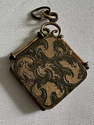 Victorian Gold Plated Hinged Pendant Book Locket Square N6 • $65