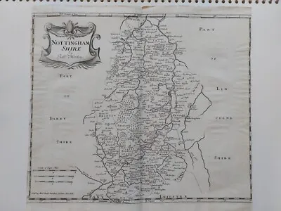 Antique 17th Century County Map Nottingham Nottinghamshire Robert Morden 1695 • £34.95
