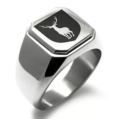 Stainless Steel Purity Coat Of Arms Shield Mens Square Biker Style Signet Ring • $15