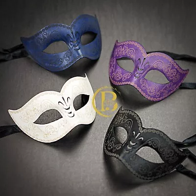 Men's Leather Costume Mardi Gras Halloween Wedding Festival Masquerade Mask • $19.95