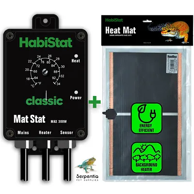 HabiStat Heat Mat And Mat Stat Thermostat Bundles | Black Or White Mat Stats • £54.99