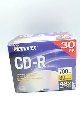 Memorex CD-R 30 Pack Slim Jewel Cases 80 Minute 700 MB New Old Stock • $25