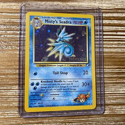 Pokémon Card Misty's Seadra PRERELEASE Gym Heroes Holo Rare 9/132 WOTC LP-NM • $14.85