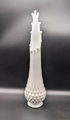 Vintage Fenton Art Glass White Milk Glass Hobnail 12 Finger Swung Vase 14.75 In • $56