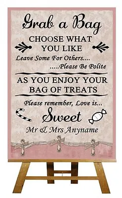 £8.99 • Buy Pink Shabby Chic  Candy Buffet Sweet Cart Poem Personalised Wedding Sign