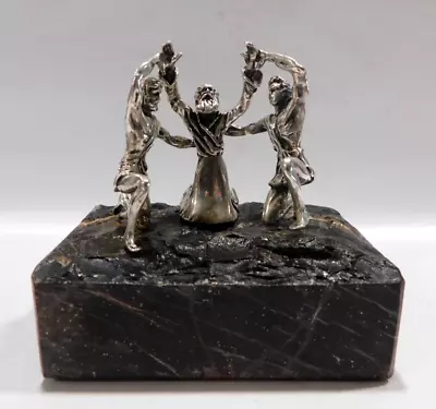 Yaacov Heller Sculpture Aaron & Hur Holding Up Moses Arms Sterling Signed • $155