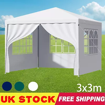 LOEFME 3x3m Gazebo Marquee Garden Camping Party Canopy Waterproof Tent W/4 Sides • £60.99