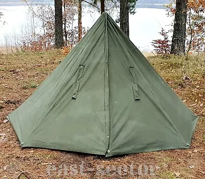 Vintage Military TENT Lavvu Set 2-Person Half Poncho Shelter Tarp Polish Army S2 • $165