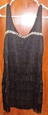 Fringe Black Flapper Dress By Spirit Med • $30