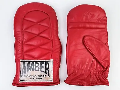 Vintage Amber Boxing Gear Red Leather Boxing Punching Bag Gloves Sz: XLARGE • $55