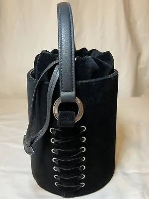 Meli Melo Black Santina Medium Bucket Bag Velvet & Leather Nwt • $213