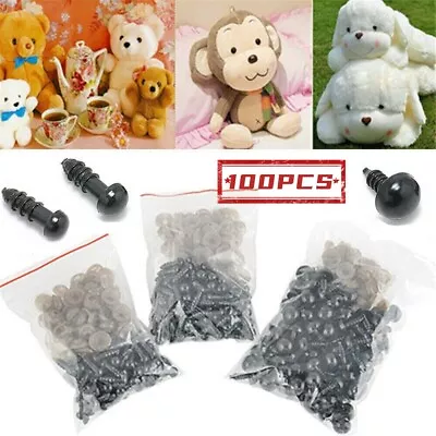 100X Plastic Safety Eyes Soft Toys Teddy Bear Doll DIY Animal Making Craft Screw • £3.66