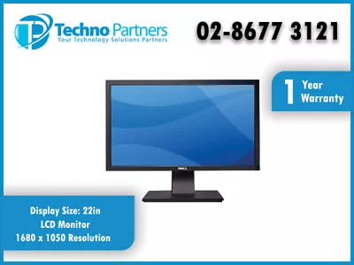 Dell P2210 22  LCD Monitor 1680 X 1050 Resolution VGA DVI DP 1 Year Warranty  • $85