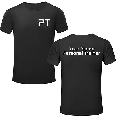 Personalised Your Name PT Personal Trainer T-Shirt Gym Wear Workout Fitness Top • £11.99