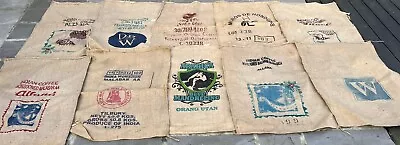 10 X Used Large Empty Hessian Coffee Burlap Jute Sacks/Bags Crafts Rubble Bundle • £18.99