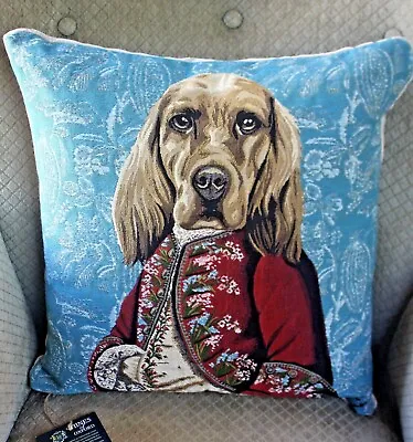 Hines Of Oxford Sir Henry Hound Dog Tapestry Pillow Velvet 17  Made In England • $114.95