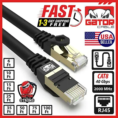 $31.99 • Buy Cat 8 Ethernet RJ45 Cable Super Speed 40Gbps Patch LAN Network Gold Plated Lot