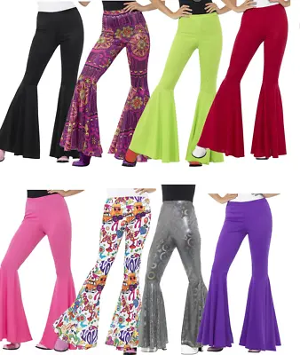 1960s 1970s Ladies Flared Trousers Adults Disco Hippy Flares Fancy Dress Costume • £16.99
