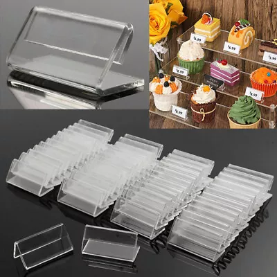 20/40PCS Acrylic Sign Display Holder Label Price Name Card Tag For Retail Shop • £6.89