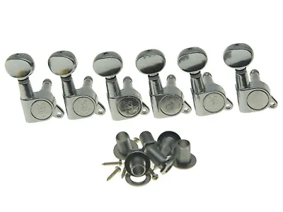 Wilkinson 6 Inline Mini Oval Button E-Z Post Guitar Tuners Tuning Pegs Chrome • $27.36