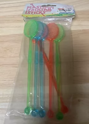 Set Of 6 Cocktail Stirrers Swizzle Stick Tennis Rackets Vintage New In Bag • $9.99