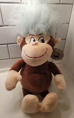 Monkey Troll Stuffed 16  Plush Animal Toy Brown Blue Hair K&K Sales Stuffie • $7.95