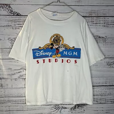 Vintage 80s Disney MGM Studios Mickey Mouse Graphic T-Shirt Boxy Fit Medium RARE • $34.99