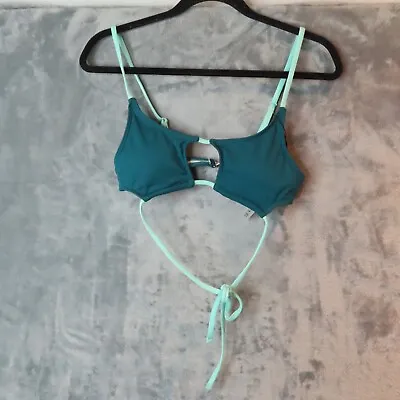 ZAFUL Bikini Top Womens Large 8 Green Aqua Cut Out Adjustable Removable Pads • $9.88